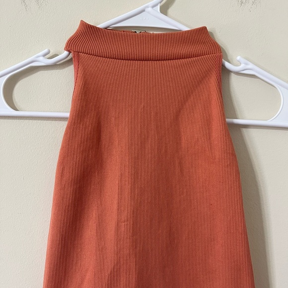 Fashion Nova Pink Salmon Halter Neck Backless Ribbed Thong Bodysuit - Picture 2 of 9